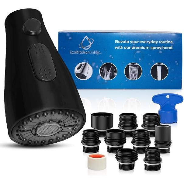 Замена головки кухонного смесителя – Выдвижной/Выдвижной распылитель для Moen, Delta & American Standard | 3-режимная распылительная головка для смесителя для раковины с 9 адаптерами, матовый черный
Замена головки кухонного смесителя – Выдвижной/Выдвижной распылитель для Moen, Delta & American Standard | 3-режимная распылительная головка для смесителя для раковины с 9 адаптерами, матовый черный