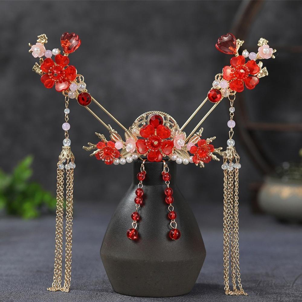 Flower Bridal Headwear Tassel Earrings Hairpin Set Elegant Wedding Hair Sticks Party Style B
Flower Bridal Headwear Tassel Earrings Hairpin Set Elegant Wedding Hair Sticks Party Style B