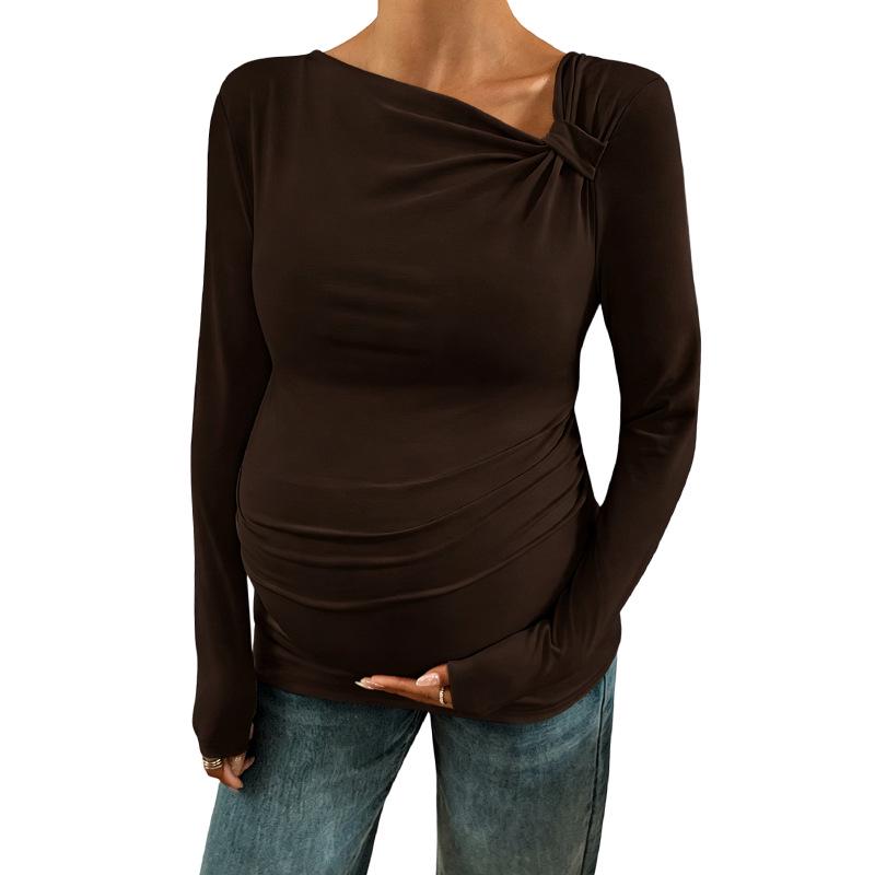 European & American One-Shoulder Maternity Top: Long-Sleeve, Ruffled, Elastic Fit with Tummy Support, Slim Style, Non-Constrictive Base Layer XL
European & American One-Shoulder Maternity Top: Long-Sleeve, Ruffled, Elastic Fit with Tummy Support, Slim Style, Non-Constrictive Base Layer XL