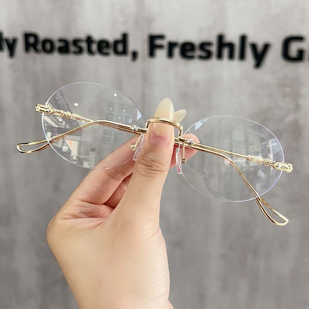 Овальные очки без рамки, женские, анти-синий свет, ретро, металлическая оправа, модные, удобные, защитные очки для глаз
Овальные очки без рамки, женские, анти-синий свет, ретро, металлическая оправа, модные, удобные, защитные очки для глаз