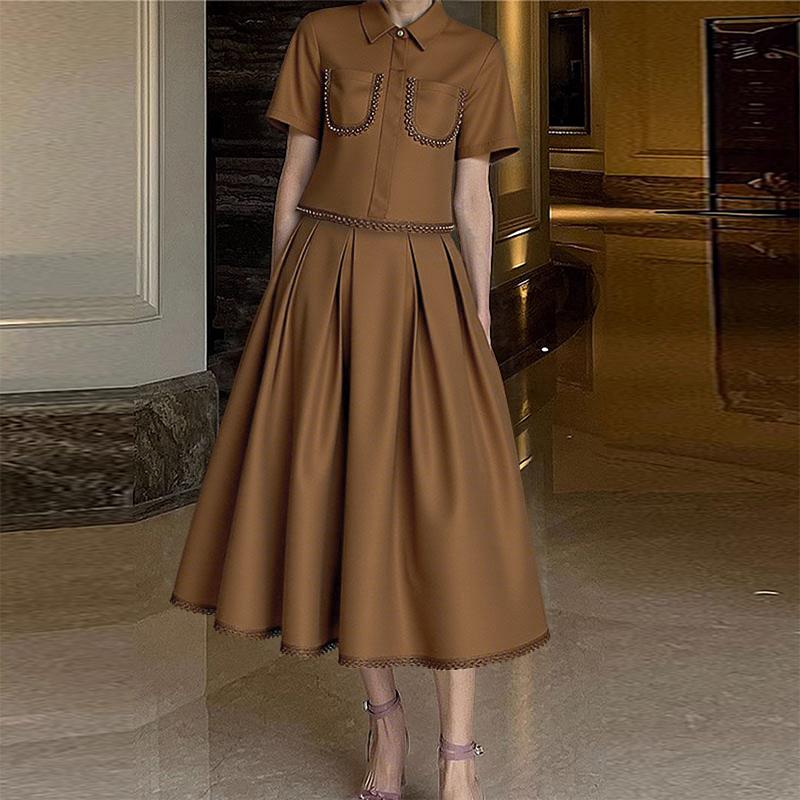 ZANZEA Женская рубашка с коротким рукавом и юбка-трапеция, повседневный костюм из двух предметов 2XL коричневый
ZANZEA Женская рубашка с коротким рукавом и юбка-трапеция, повседневный костюм из двух предметов 2XL коричневый