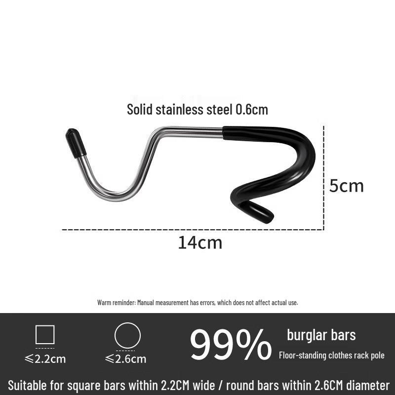 Stainless Steel Non-Slip Pigtail Hook for Balcony/Dorm, Anti-Theft, No-Punching, Strong Load-Bearing, Ideal for Hanging Clothes.
Stainless Steel Non-Slip Pigtail Hook for Balcony/Dorm, Anti-Theft, No-Punching, Strong Load-Bearing, Ideal for Hanging Clothes.