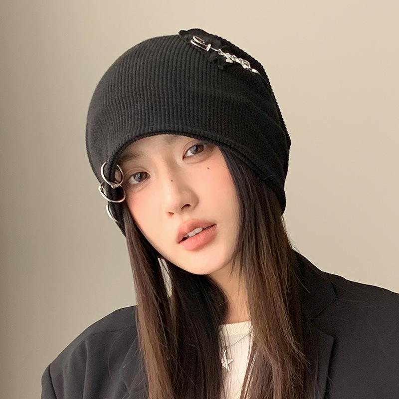 Корейская шапка-бини с косичками, новая осенне-зимняя ветрозащитная теплая шапка, женская шапка, закрывающая лицо, модная шапка-мешок на голову average size