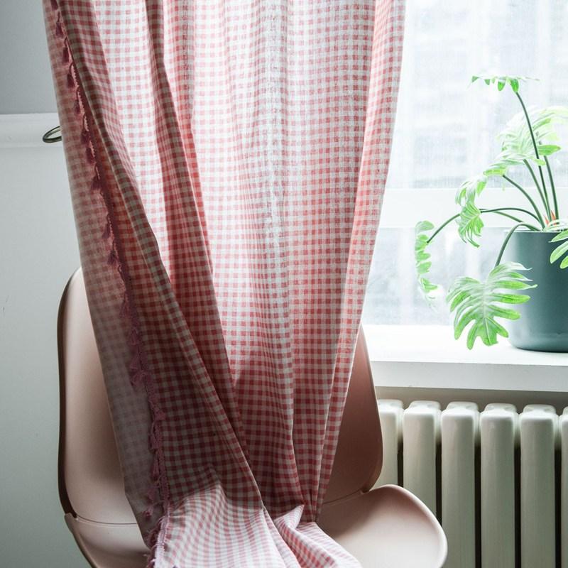 Japanese Pink Plaid Cotton Linen with Tassel Window Curtain Blackout Valance Art Decorative Curtain for Living Room Bedroom W150 x H160cm&Punching
Japanese Pink Plaid Cotton Linen with Tassel Window Curtain Blackout Valance Art Decorative Curtain for Living Room Bedroom W150 x H160cm&Punching