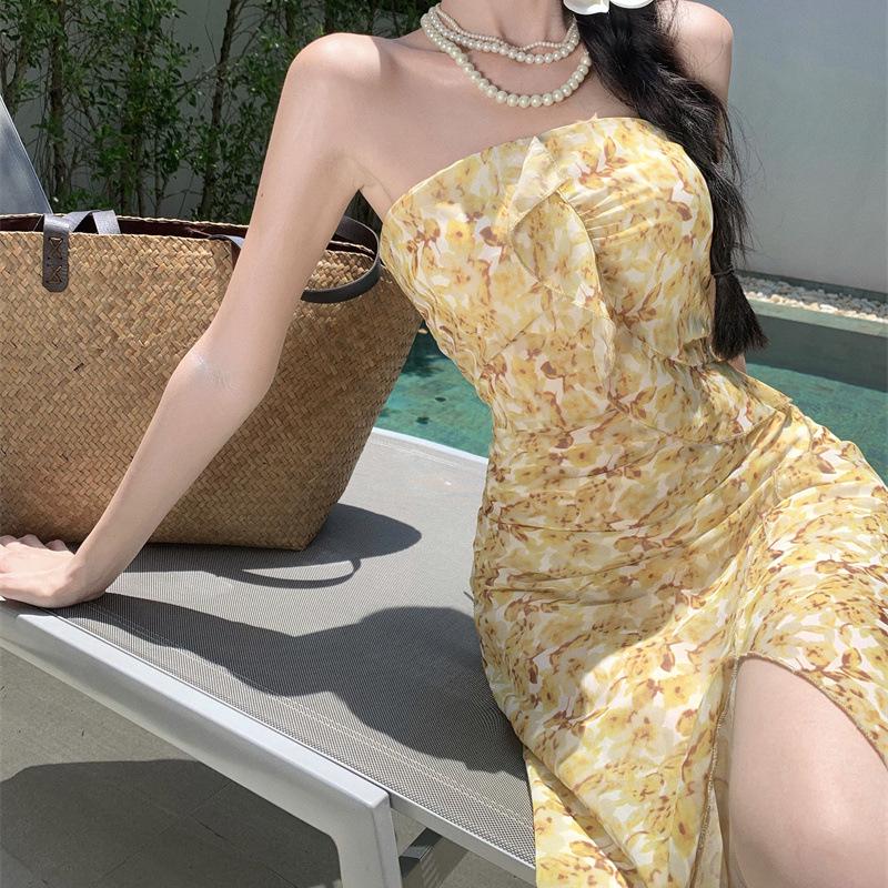 Floral Chiffon Ruffle Backless Slimming Bandeau Long Beach Dress Small
Floral Chiffon Ruffle Backless Slimming Bandeau Long Beach Dress Small