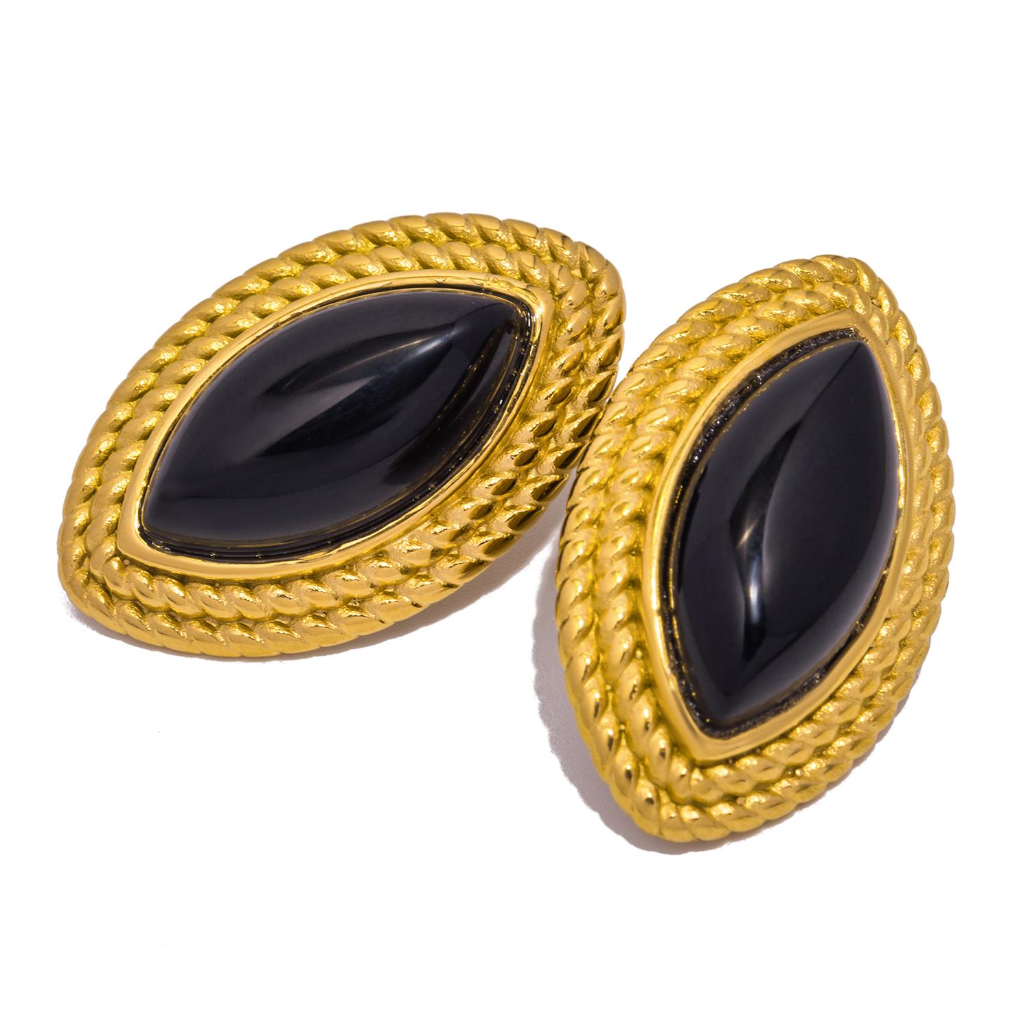Rhombus Natural Stone Earrings for Women - Hypoallergenic 18K Gold Plated Stainless Steel - Elegant Geometric Earrings for Women чорний
Rhombus Natural Stone Earrings for Women - Hypoallergenic 18K Gold Plated Stainless Steel - Elegant Geometric Earrings for Women чорний