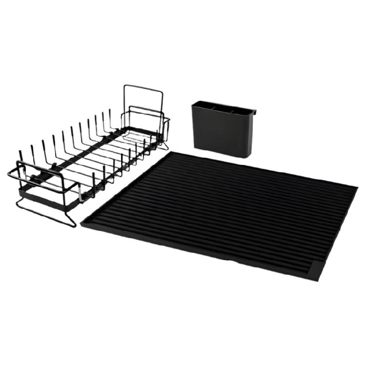 Multipurpose Adjustable Expandable Dish Drainer Rack With Silicone Drying Mat and Cutlery Holders for Kitchen Counter 1
Multipurpose Adjustable Expandable Dish Drainer Rack With Silicone Drying Mat and Cutlery Holders for Kitchen Counter 1