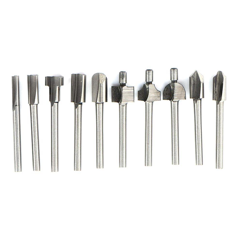 10Pcs Titanium HSS Router Bits Wood Milling Cutter 1/8 Shank 3mm Carpentry Trimming Carving Drill Bits for Dremel Rotary Tool
10Pcs Titanium HSS Router Bits Wood Milling Cutter 1/8 Shank 3mm Carpentry Trimming Carving Drill Bits for Dremel Rotary Tool