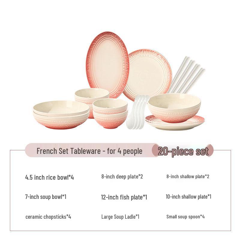 Градиентный розовый керамический набор посуды: Тисненые миски, тарелки и столовые приборы
Градиентный розовый керамический набор посуды: Тисненые миски, тарелки и столовые приборы