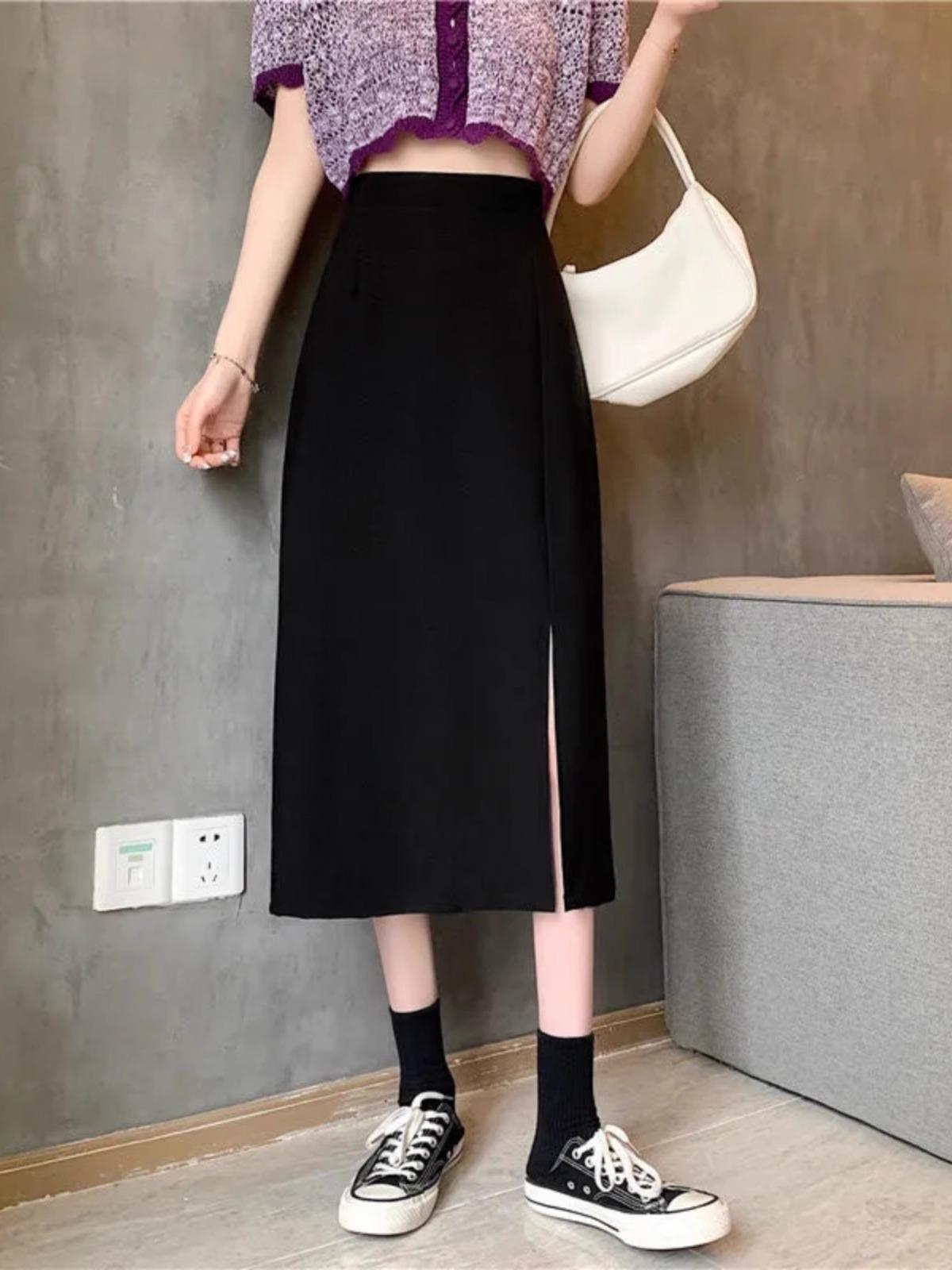 Новая женская черная миди-юбка с высокой талией: Приталенное А-силуэтное платье с разрезом, Коллекция Лето 2025 XXXL чёрный
Новая женская черная миди-юбка с высокой талией: Приталенное А-силуэтное платье с разрезом, Коллекция Лето 2025 XXXL чёрный