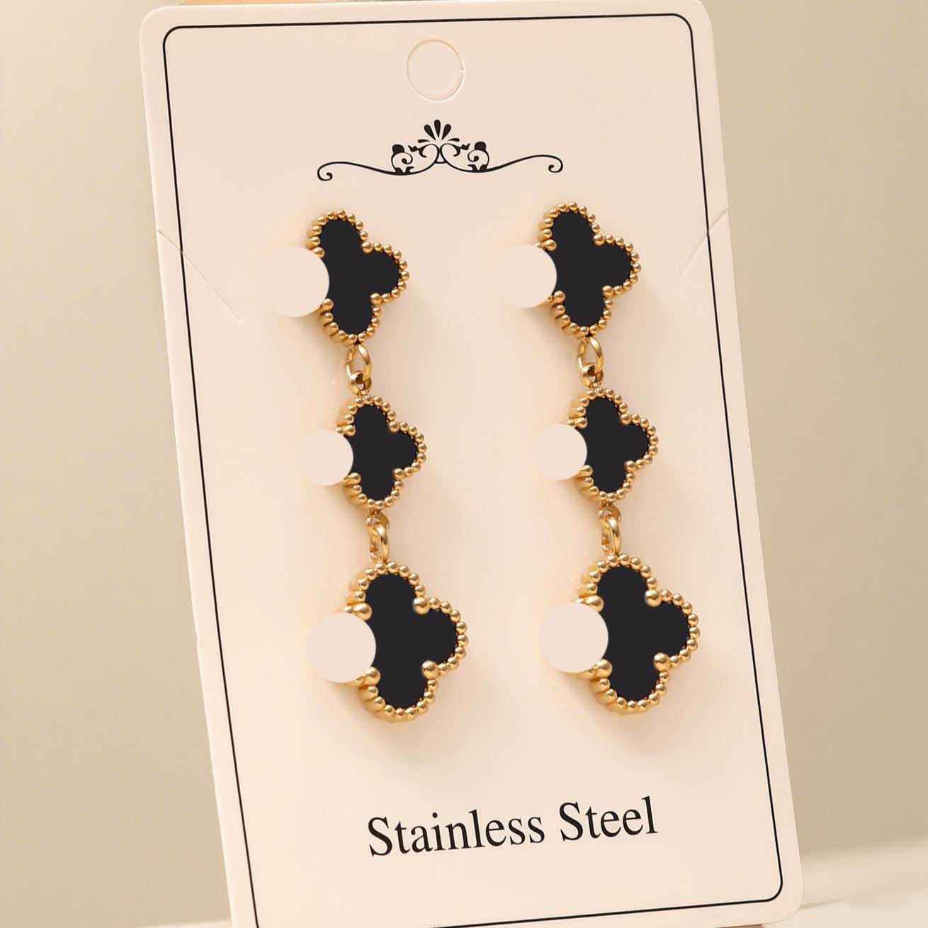 High-End Four-Leaf Clover Tassel Stud Earrings - Stainless Steel, Light Luxury Design Vacuum Electroplated
High-End Four-Leaf Clover Tassel Stud Earrings - Stainless Steel, Light Luxury Design Vacuum Electroplated