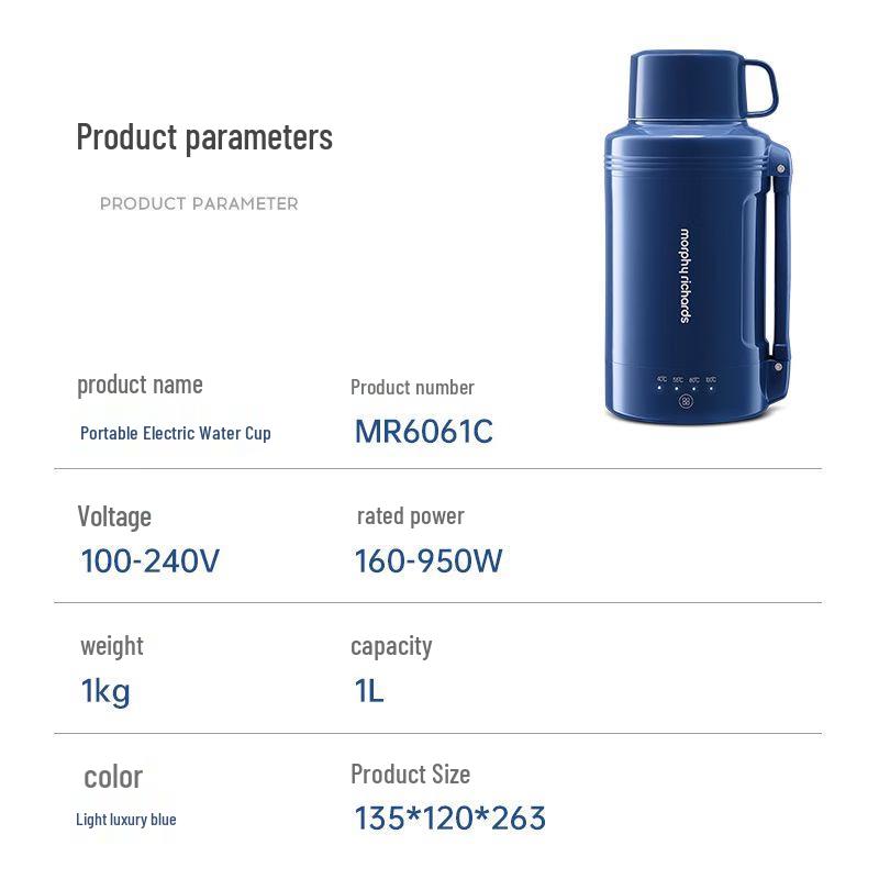 Mofei Portable Electric Kettle MR6061C - Large Capacity Outdoor Water Boiler 75×75×230 mm синій
Mofei Portable Electric Kettle MR6061C - Large Capacity Outdoor Water Boiler 75×75×230 mm синій