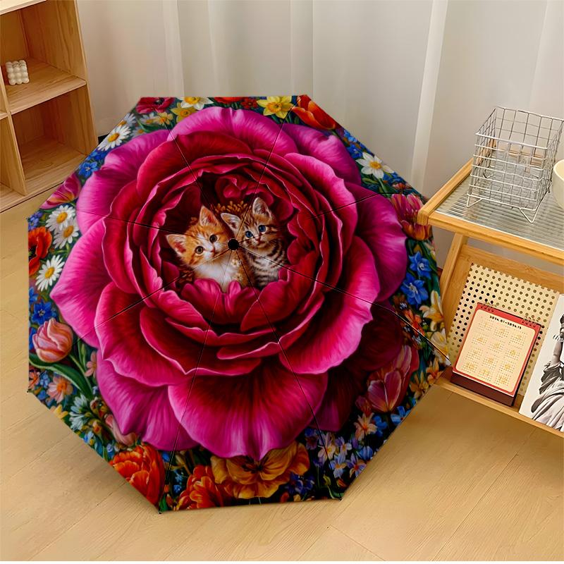 Kittens and Colorful Tulips Printed umbrella windproof folding umbrella portable sun and rain umbrella suitable for gifting
Kittens and Colorful Tulips Printed umbrella windproof folding umbrella portable sun and rain umbrella suitable for gifting