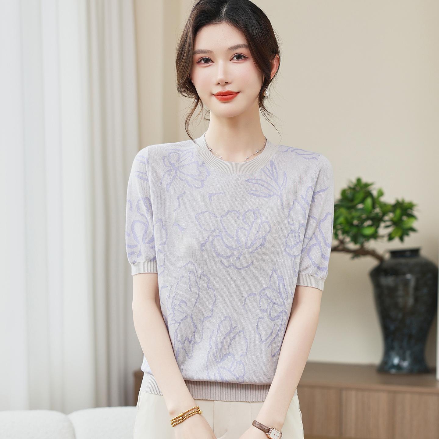 Stylish Knit Short-Sleeve Loose-Fit Summer Top for Middle-Aged & Elderly Women 3XL (recommended 120-135 lbs)
Stylish Knit Short-Sleeve Loose-Fit Summer Top for Middle-Aged & Elderly Women 3XL (recommended 120-135 lbs)
