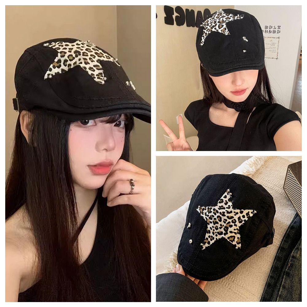 Британская шляпа художника Y2K кепка с леопардовым принтом Sweet Star Beret Travel чёрный
Британская шляпа художника Y2K кепка с леопардовым принтом Sweet Star Beret Travel чёрный