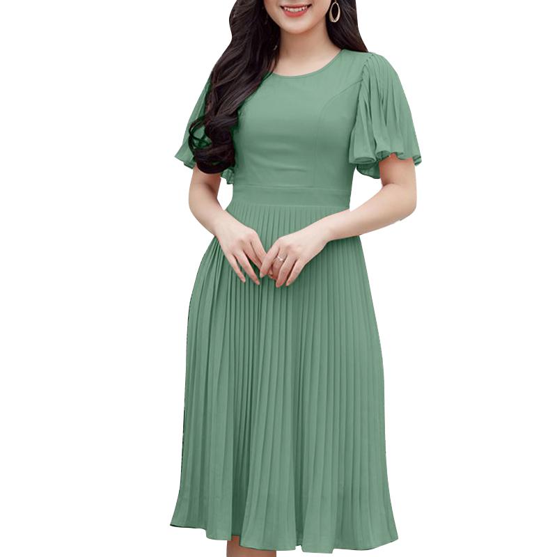 ZANZEA Женское летнее повседневное платье с круглым вырезом и короткими рукавами, плиссированное 5XL зелёный
ZANZEA Женское летнее повседневное платье с круглым вырезом и короткими рукавами, плиссированное 5XL зелёный