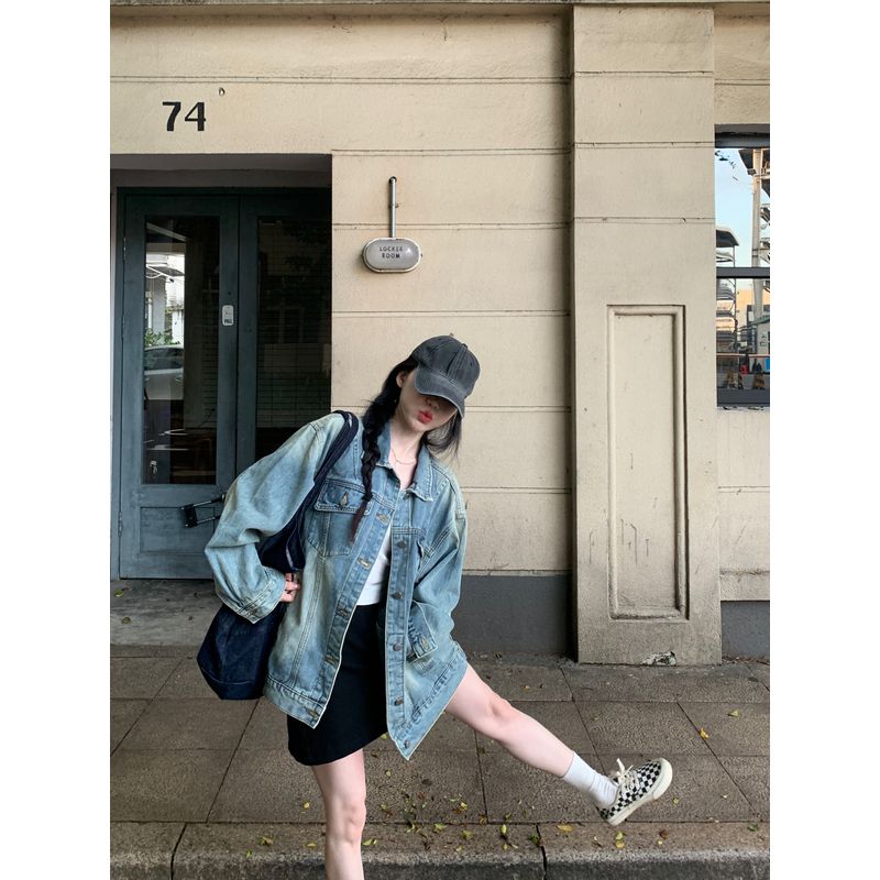 Kumikumi Design Sense Retro Distressed Demin shirt Outerwear Women clothes Autumn Mid-Length Loose Slimming Top Denim coat L
Kumikumi Design Sense Retro Distressed Demin shirt Outerwear Women clothes Autumn Mid-Length Loose Slimming Top Denim coat L