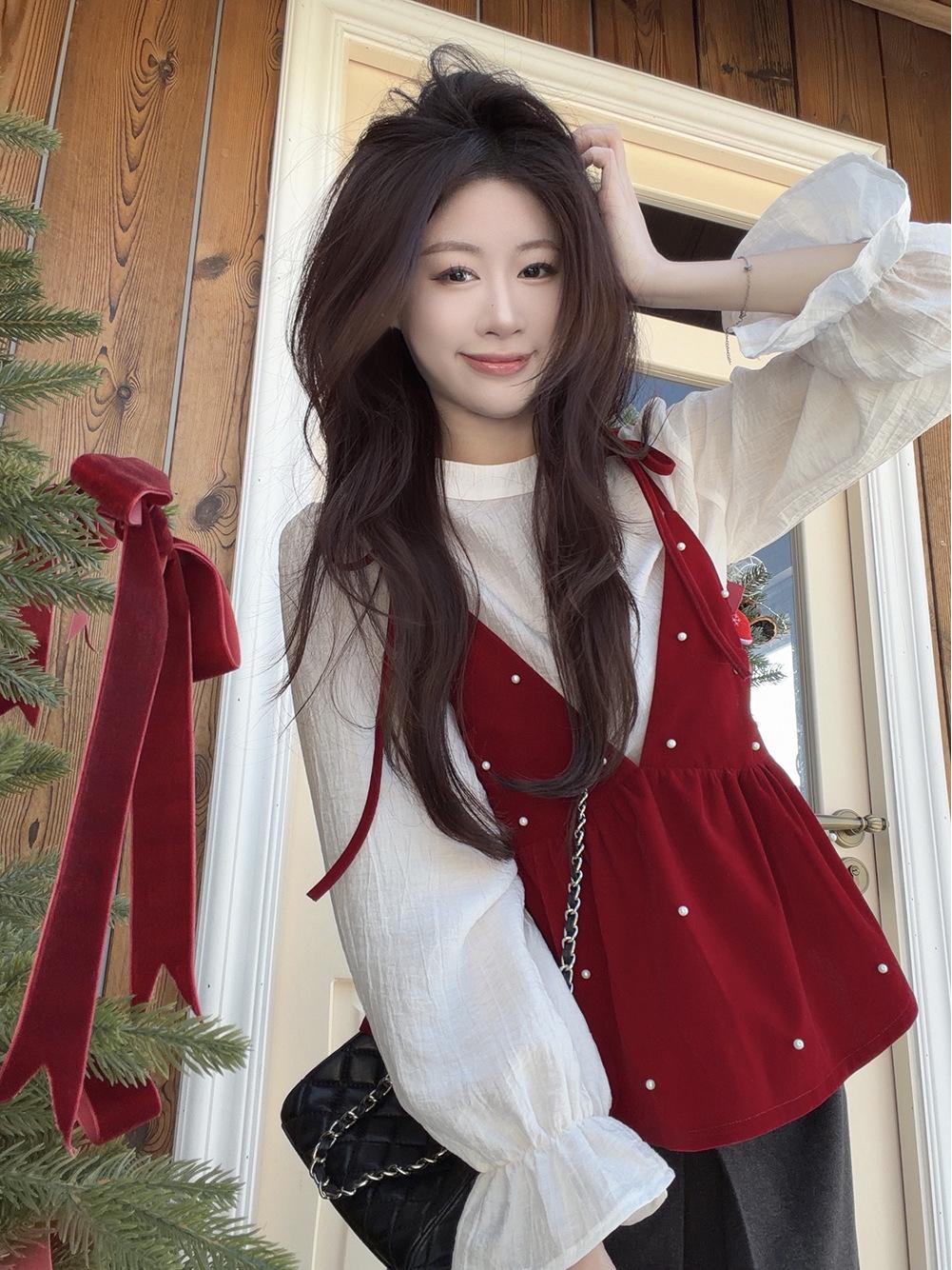 Pearl V-Neck Velvet Camisole & White Shirt Set - Korean Festival Style Women s Fashion XL
Pearl V-Neck Velvet Camisole & White Shirt Set - Korean Festival Style Women s Fashion XL