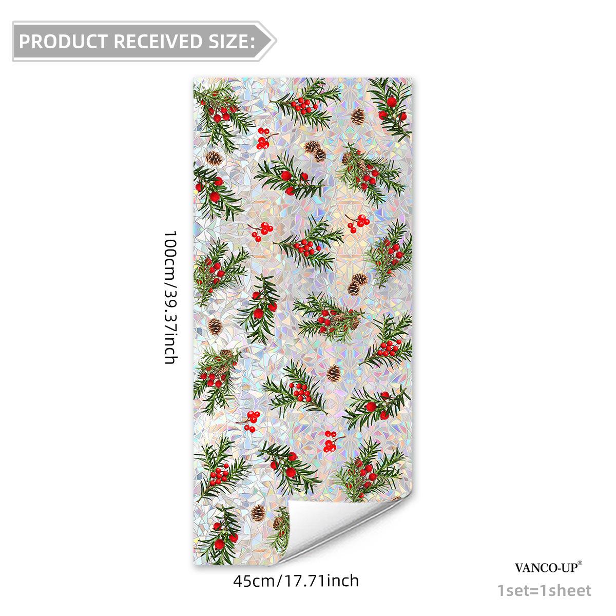 Xc6029 Рождественская красная ягода сосна лесной орех красочный ловец солнца наклейка на окно статическая наклейка на стекло двусторонняя визуальная