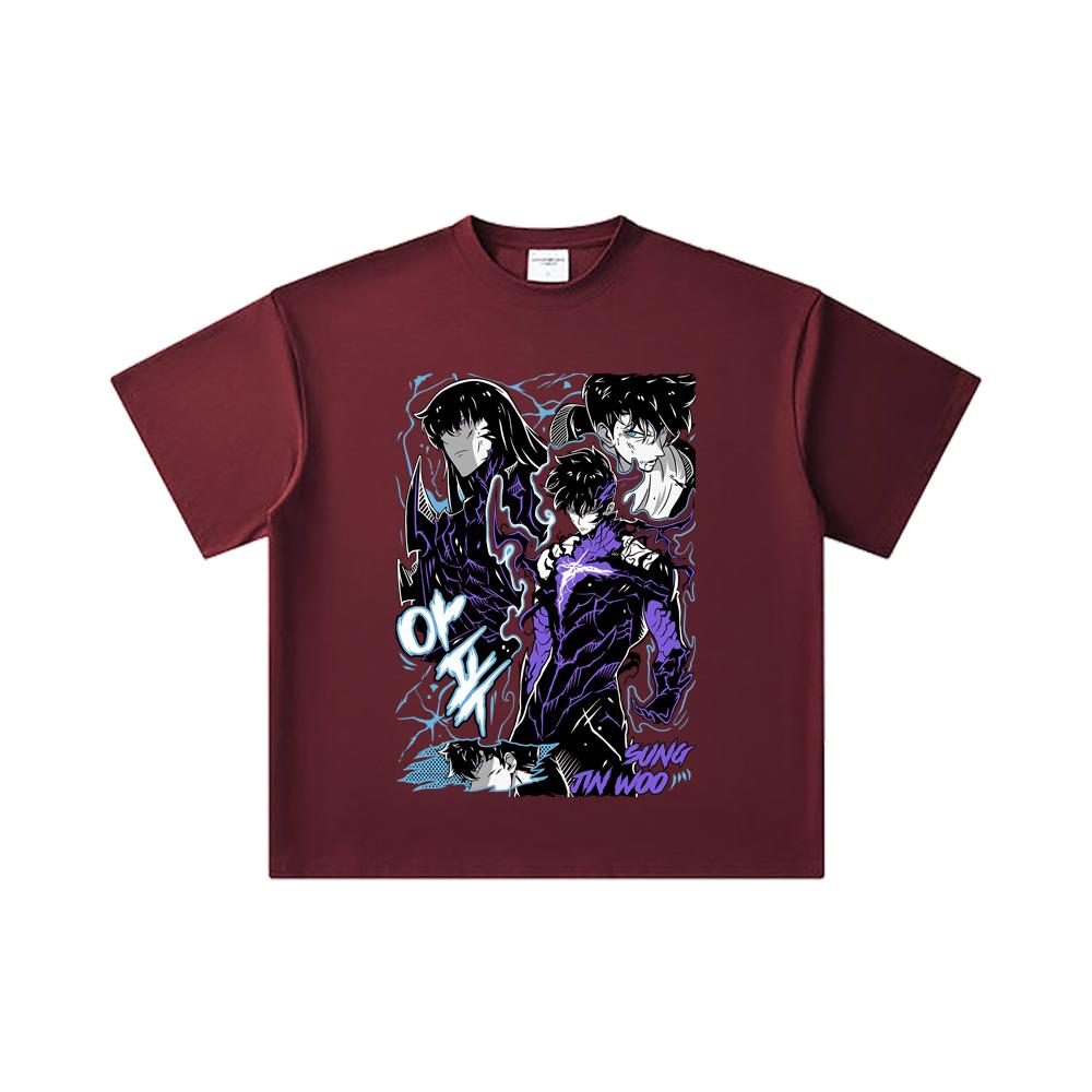 260 GSM Double Yarn 32 Count 100% Cotton Solo Leveling V18 Print Unisex Heavy Cotton T Shirt 2XL вина червоного кольору
260 GSM Double Yarn 32 Count 100% Cotton Solo Leveling V18 Print Unisex Heavy Cotton T Shirt 2XL вина червоного кольору