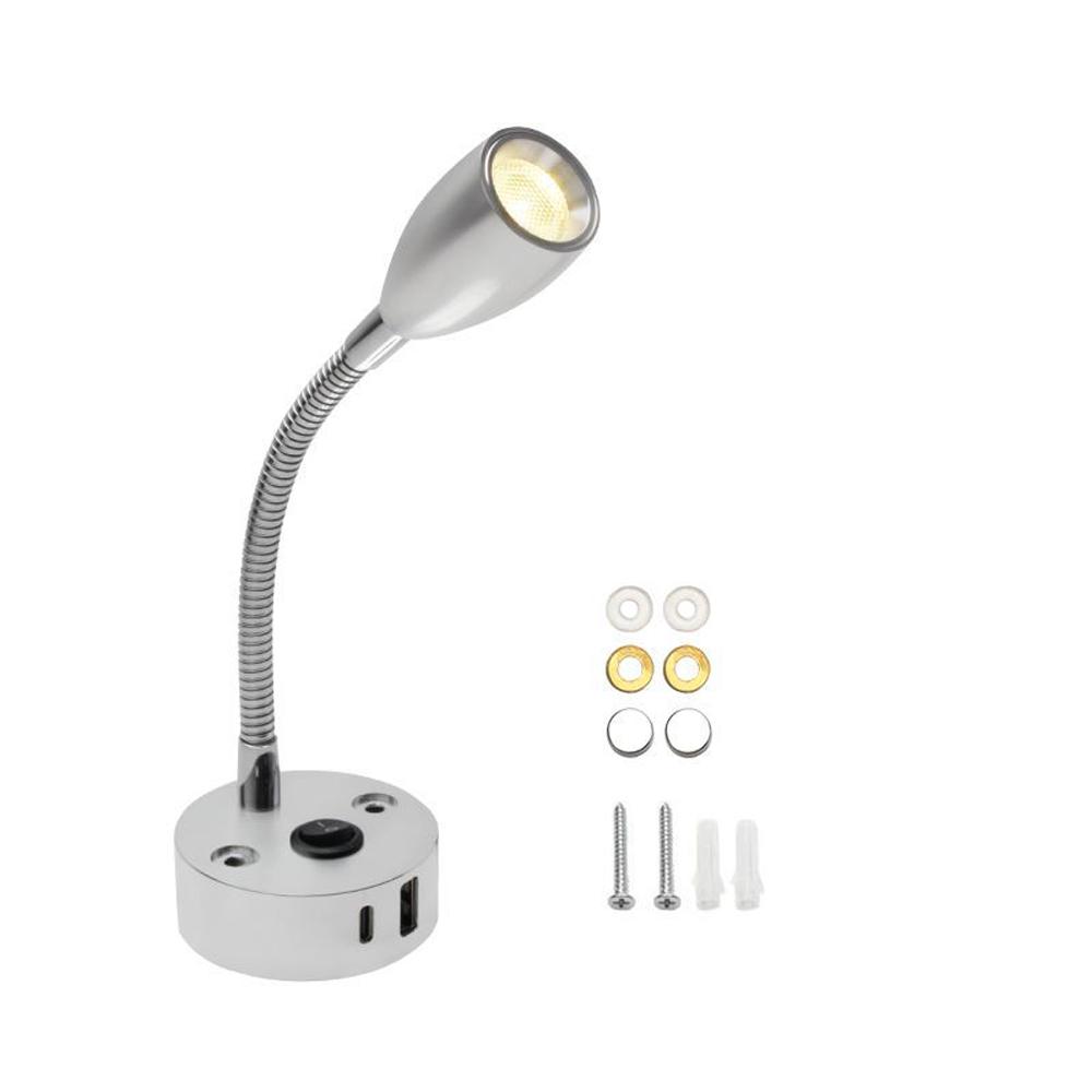 12V-24V LED RV Reading Light With USB Type-c Fast Charge Flexible Short Flexible Gooseneck Light with Touch Switch 6000K срібний
12V-24V LED RV Reading Light With USB Type-c Fast Charge Flexible Short Flexible Gooseneck Light with Touch Switch 6000K срібний