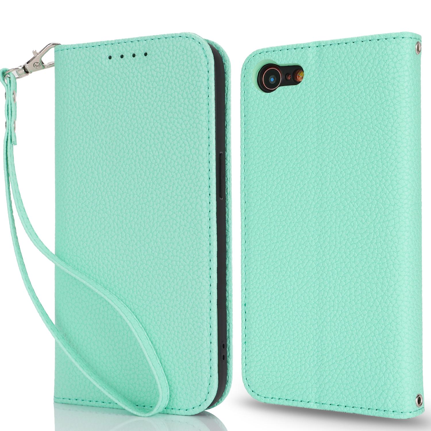 Stand Case for iPhone SE (2022)/(2020)/8/7 Litchi Texture Leather Flip Phone Cover with Strap/Wallet Mint Green
Stand Case for iPhone SE (2022)/(2020)/8/7 Litchi Texture Leather Flip Phone Cover with Strap/Wallet Mint Green