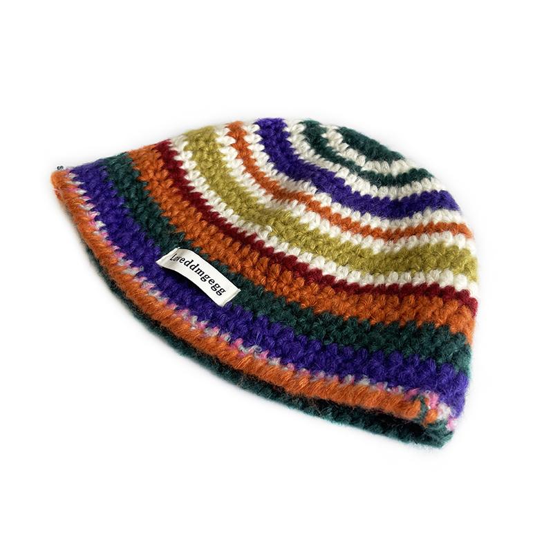 Japanese Handmade Crochet Colorful Striped Fisherman Hat Women Spring Autumn Retro Versatile Dome Fashion Short Brim Bucket Cap
Japanese Handmade Crochet Colorful Striped Fisherman Hat Women Spring Autumn Retro Versatile Dome Fashion Short Brim Bucket Cap