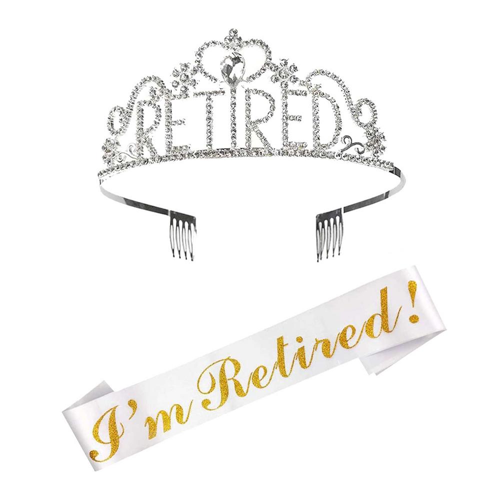Bling Rhinestone Crystal Crown Stamped Letters Retired Sash for women man Retirement Work Party Supplies Favors Decoration Gift
Bling Rhinestone Crystal Crown Stamped Letters Retired Sash for women man Retirement Work Party Supplies Favors Decoration Gift