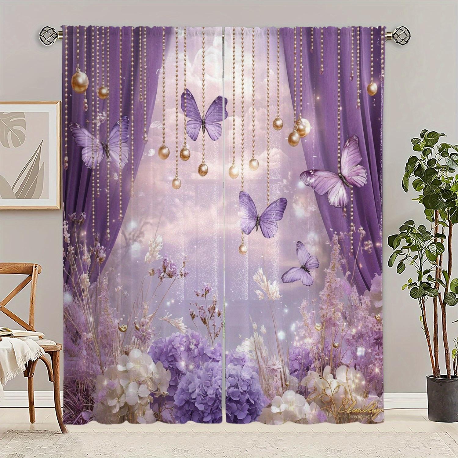 2PCS Lavender Floral Butterfly Sheer Curtains – Gold Beads Rod Pocket for Bedroom Living Room Dining Decor 100*130 Grommet Top 1pcs
2PCS Lavender Floral Butterfly Sheer Curtains – Gold Beads Rod Pocket for Bedroom Living Room Dining Decor 100*130 Grommet Top 1pcs