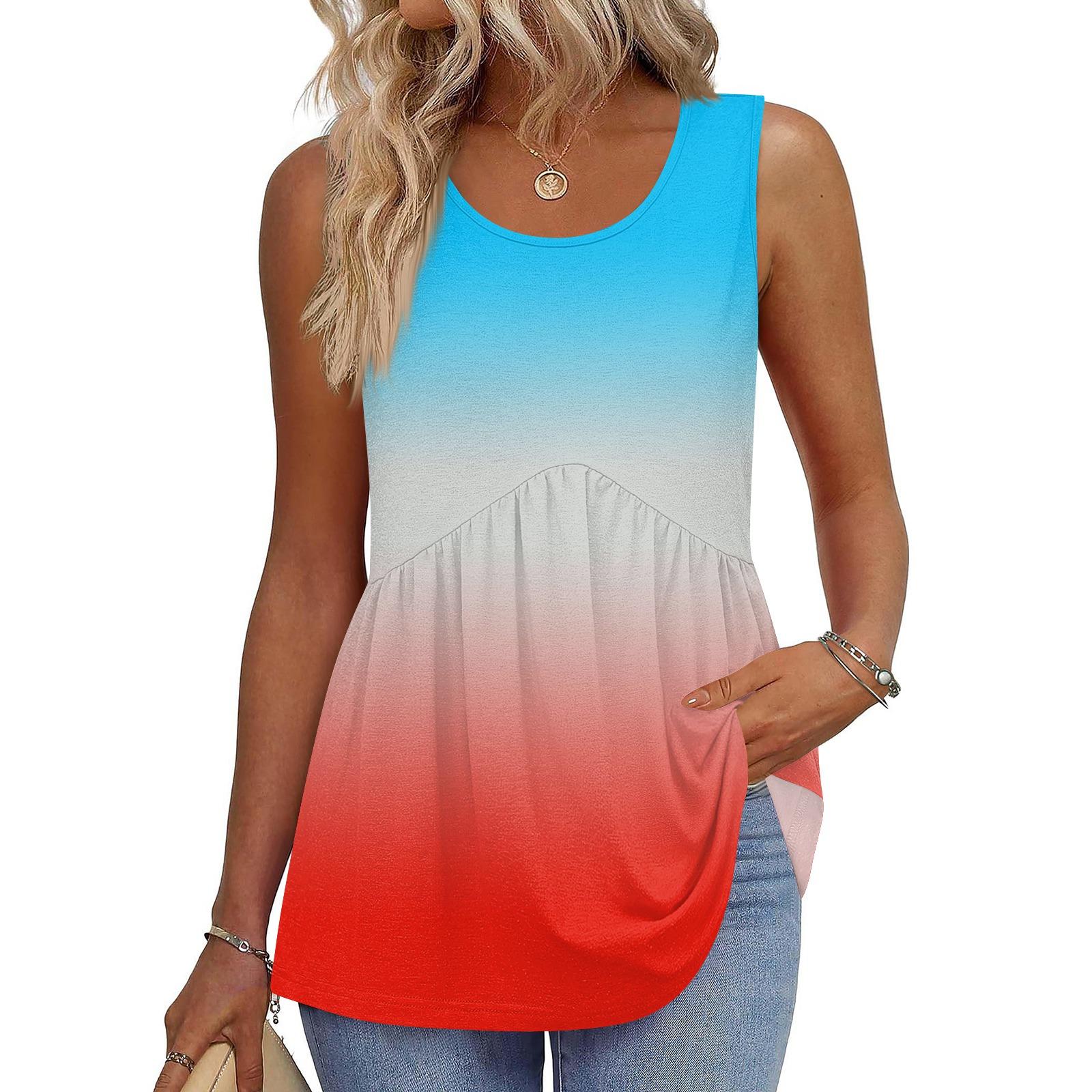 Women Sleeveless Casual Tank Top Gradient Print Round Neck Summer Blouse Lightweight Breathable Fabric Comfortable Fit XXL червоний
Women Sleeveless Casual Tank Top Gradient Print Round Neck Summer Blouse Lightweight Breathable Fabric Comfortable Fit XXL червоний