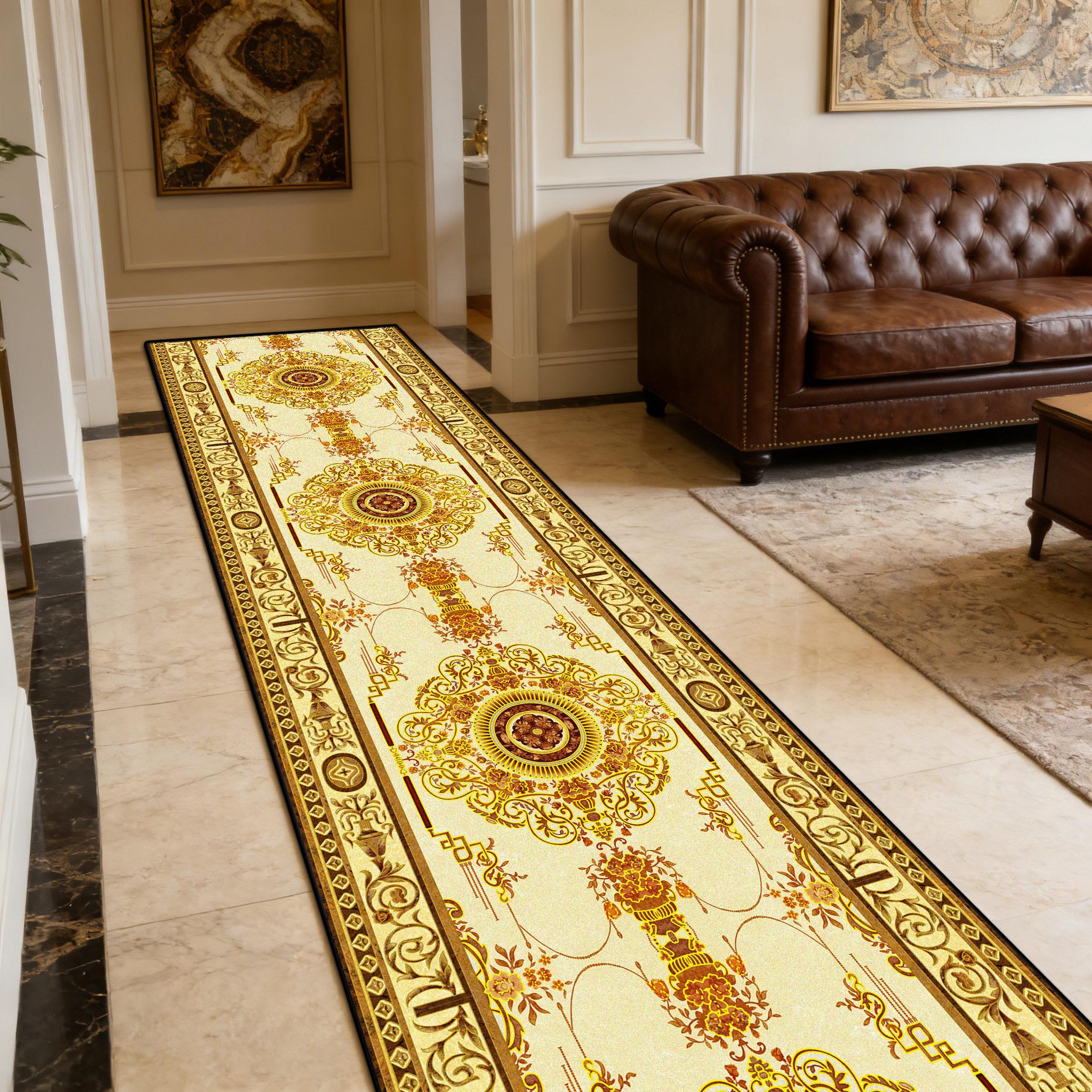 European Gold Light Luxury Antiskid Corridor Carpet Home Decoration Luxury Soft Long Runner Rug Easy Clean Lint-free Floor Mats 60x200cm
European Gold Light Luxury Antiskid Corridor Carpet Home Decoration Luxury Soft Long Runner Rug Easy Clean Lint-free Floor Mats 60x200cm