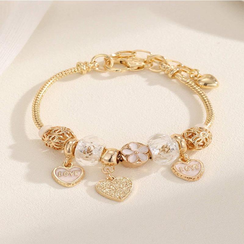 Handmade Beaded Floral Enamel Heart Letter Pendant Bracelet Jewelry
Handmade Beaded Floral Enamel Heart Letter Pendant Bracelet Jewelry