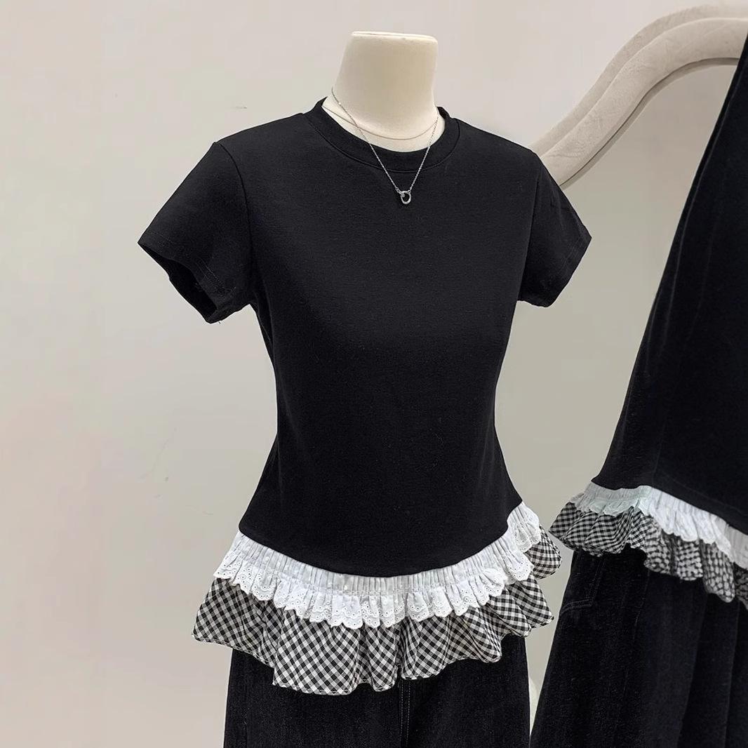 Women s Black Ruffle Layered Short Sleeve T-shirt – Chic Spring/Summer Design with Round Neck Medium чёрный
Women s Black Ruffle Layered Short Sleeve T-shirt – Chic Spring/Summer Design with Round Neck Medium чёрный