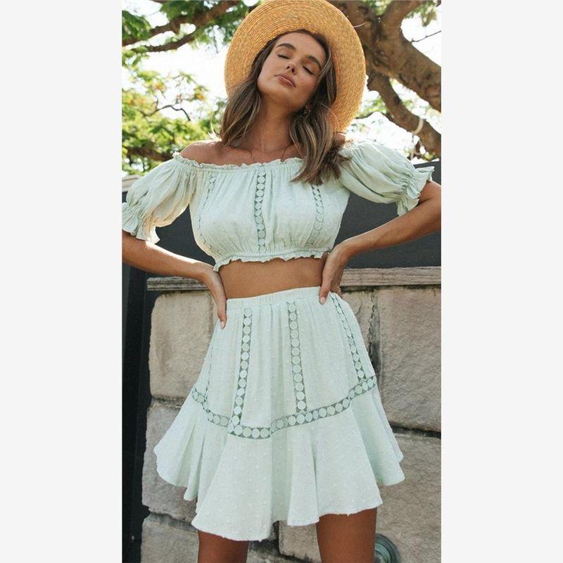 Women s Two Piece One Neck Lace Stitching Sexy Skirt Suit Female Light Blue L
Women s Two Piece One Neck Lace Stitching Sexy Skirt Suit Female Light Blue L