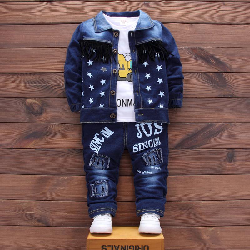 Spring Autumn Children Kids Little Boys Clothing Set 3 Piece Set Long Sleeve Cotton Hoodie T shirt Denim Jacket Coat and Jeans 80cm
Spring Autumn Children Kids Little Boys Clothing Set 3 Piece Set Long Sleeve Cotton Hoodie T shirt Denim Jacket Coat and Jeans 80cm