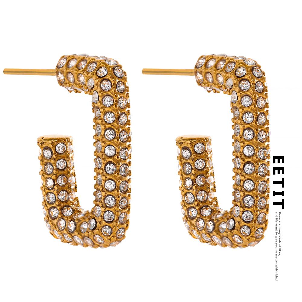 Eetit Micro Pave Роскошные модные серьги из нержавеющей стали с кубическим цирконием, 18-каратное золото, очаровательные геометрические блестящие ювелирные изделия, женский подарок
Eetit Micro Pave Роскошные модные серьги из нержавеющей стали с кубическим цирконием, 18-каратное золото, очаровательные геометрические блестящие ювелирные изделия, женский подарок