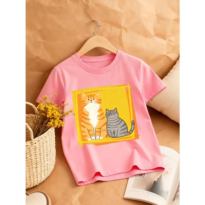 European sizes Girls Crew Neck T-Shirt with Cute Cat Interaction Print | Regular Fit, Slight Stretch Fabric, Perfect for Spring/Summer 164cm рожевий
European sizes Girls Crew Neck T-Shirt with Cute Cat Interaction Print | Regular Fit, Slight Stretch Fabric, Perfect for Spring/Summer 164cm рожевий