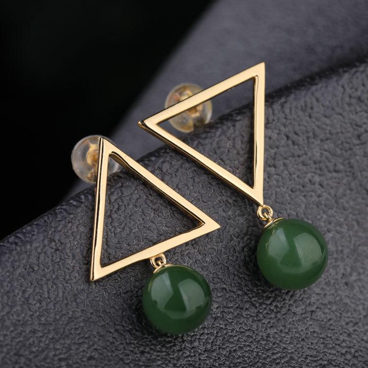 Gold Plated 925 Silver Earrings with 8mm Jade Beads and Asymmetrical Geometric Design 925 Silver
Gold Plated 925 Silver Earrings with 8mm Jade Beads and Asymmetrical Geometric Design 925 Silver