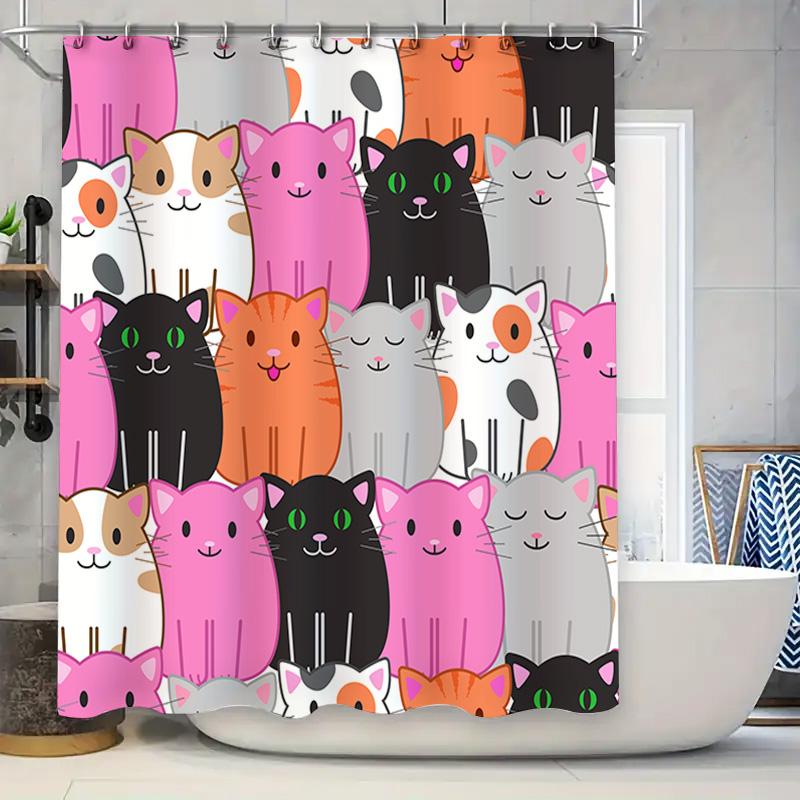 Whimsical Cat Shower Curtain Set Black Pink Orange White Colorful Cartoon Cat Print Bathroom Decor Hanging Shower Curtains Water W60H190(CM)-1 Pcs
Whimsical Cat Shower Curtain Set Black Pink Orange White Colorful Cartoon Cat Print Bathroom Decor Hanging Shower Curtains Water W60H190(CM)-1 Pcs