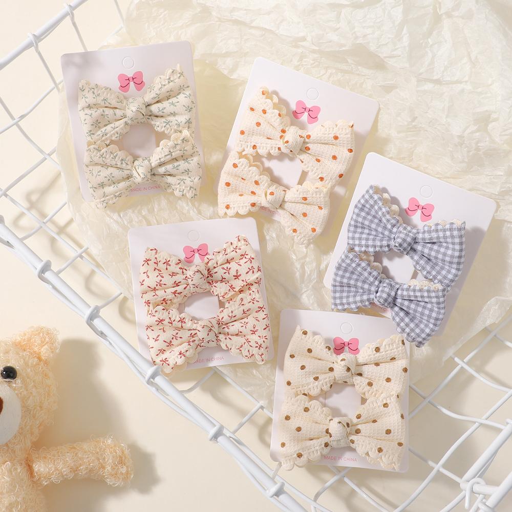 2pcs/set Cute Cotton Kids Bows Hair Clips For Baby Girls Plaid Flower Prints Summer Bowknot Hairgrips Barrette Hair Accessories
2pcs/set Cute Cotton Kids Bows Hair Clips For Baby Girls Plaid Flower Prints Summer Bowknot Hairgrips Barrette Hair Accessories