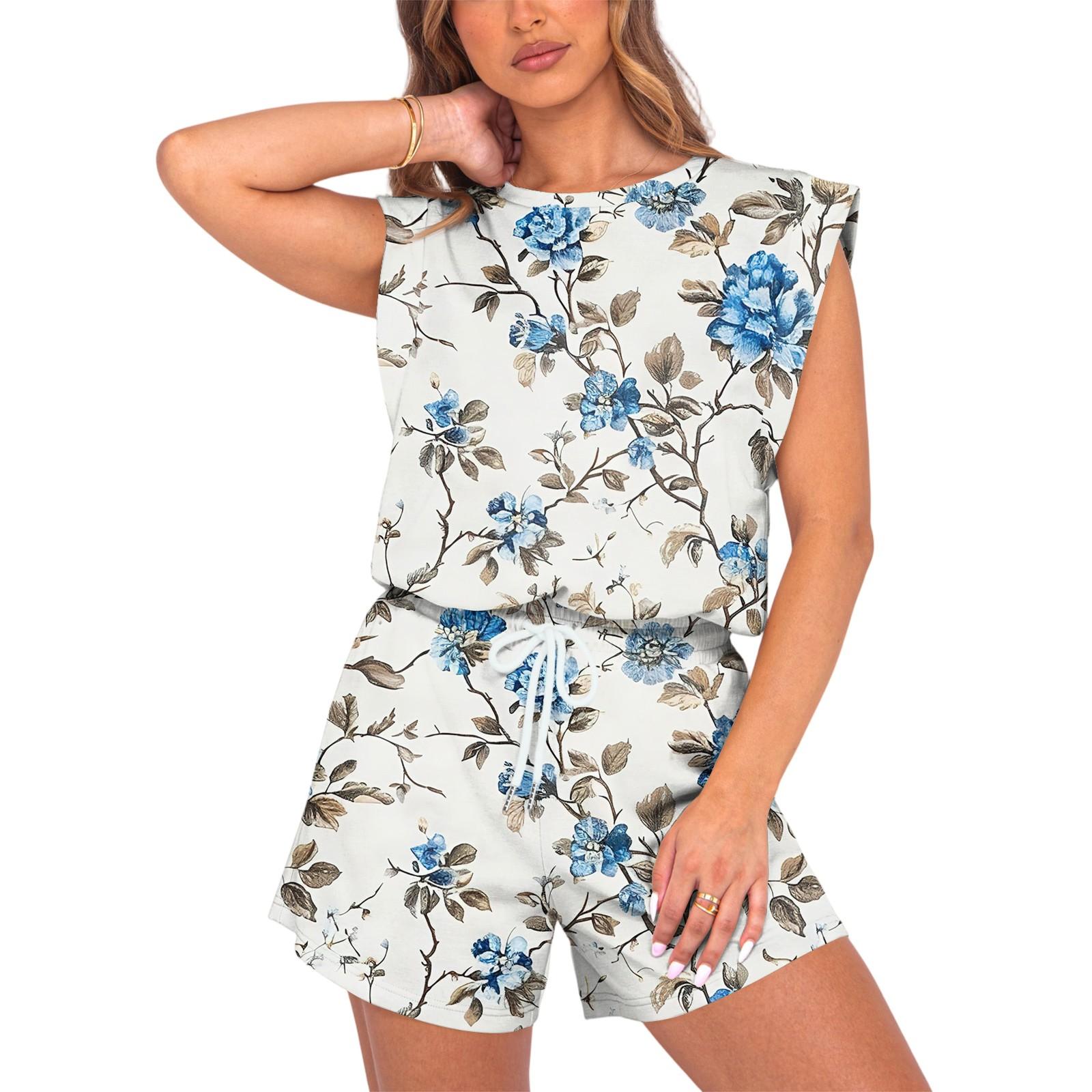 Women s Jumpsuit Floral Print Spring Summer Cap Sleeves Adjustable Drawstring Waist Comfortable Casual Short Jumpsuit With Pockets S
Women s Jumpsuit Floral Print Spring Summer Cap Sleeves Adjustable Drawstring Waist Comfortable Casual Short Jumpsuit With Pockets S