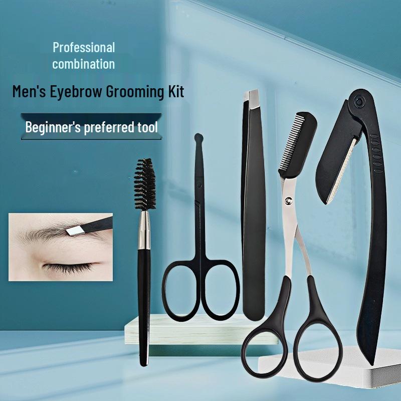 Men s Eyebrow Shaping Kit: Scissors, Razor, Round-Head Nose Hair Scissors, Eyebrow Shaping Tool, and Comb.
Men s Eyebrow Shaping Kit: Scissors, Razor, Round-Head Nose Hair Scissors, Eyebrow Shaping Tool, and Comb.