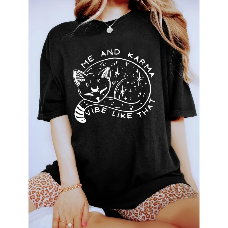 Women S Casual Crew Neck T-Shirt with Me and Karma Vibe Like That Cat Design, High Stretch Fabric, All-Season Graphic Tee M чорний
Women S Casual Crew Neck T-Shirt with Me and Karma Vibe Like That Cat Design, High Stretch Fabric, All-Season Graphic Tee M чорний
