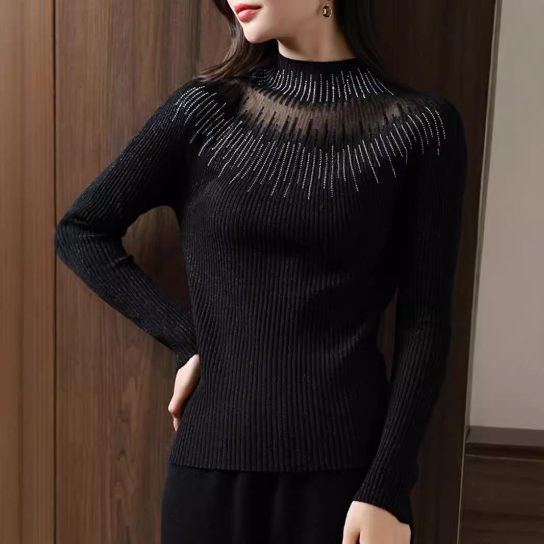 Women s Fall/Winter Merino Wool Sweater: Semi-High Neck Lace Detail with Hot Drill Ribbed Short Pullover Knitwear Base Layer XL (125-135 jin) бежевый
Women s Fall/Winter Merino Wool Sweater: Semi-High Neck Lace Detail with Hot Drill Ribbed Short Pullover Knitwear Base Layer XL (125-135 jin) бежевый