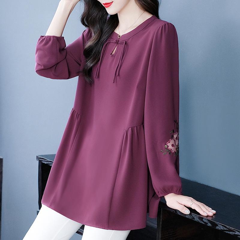 Plus Size Embroidered Long-Sleeve Round Neck Top for Autumn/Winter - For Middle-Aged & Elderly Women XL фіолетовий
Plus Size Embroidered Long-Sleeve Round Neck Top for Autumn/Winter - For Middle-Aged & Elderly Women XL фіолетовий