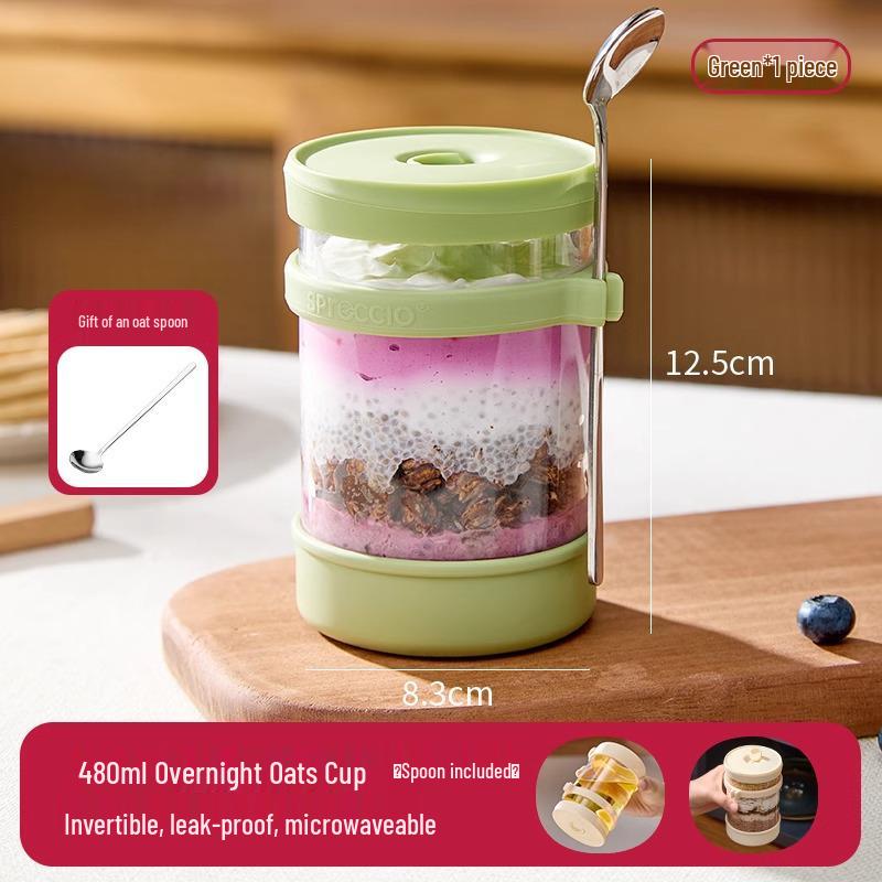 Oatmeal Cup with Lid & Spoon - High-Temperature Resistant Breakfast Glass for Overnight Yogurt & Milk Soaking. 480ml
Oatmeal Cup with Lid & Spoon - High-Temperature Resistant Breakfast Glass for Overnight Yogurt & Milk Soaking. 480ml