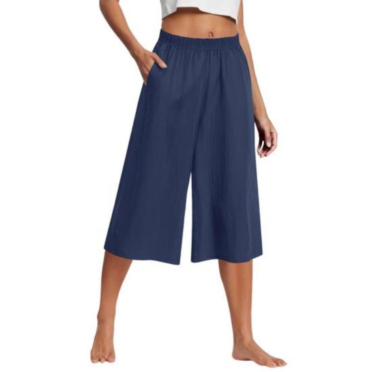 High Waist Cropped Casual Pants Elastic Wide Leg Straight Trousers Solid Color Loose Fit with Pockets 2XL темно-синього кольору
High Waist Cropped Casual Pants Elastic Wide Leg Straight Trousers Solid Color Loose Fit with Pockets 2XL темно-синього кольору