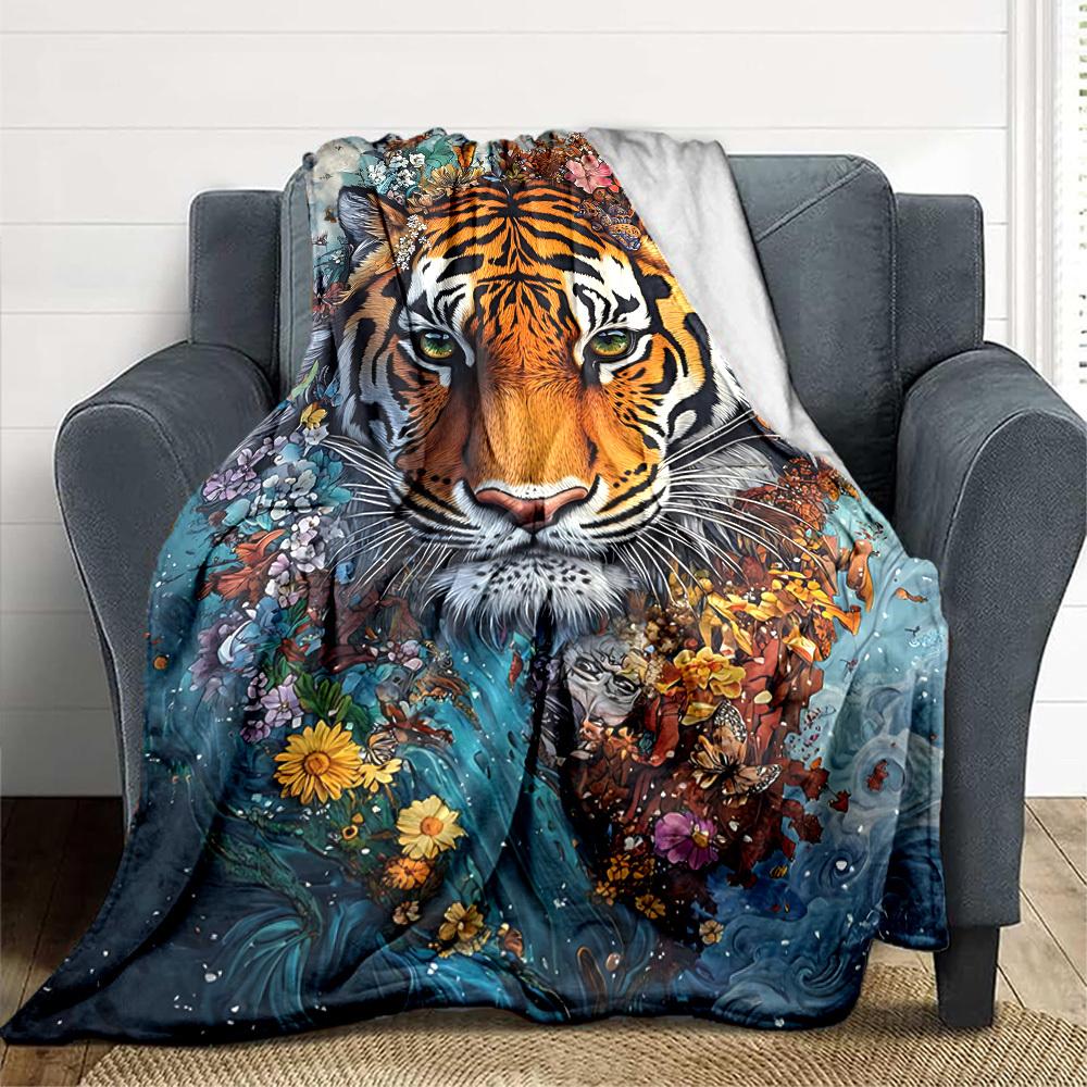 1pc Tiger Floral Artwork Blanket, Lightweight Flannel Fleece with Digital Printing, Soft Warm for Sofa, Travel, Camping, Office, Couch, Chair, and Bed 100x150cm
1pc Tiger Floral Artwork Blanket, Lightweight Flannel Fleece with Digital Printing, Soft Warm for Sofa, Travel, Camping, Office, Couch, Chair, and Bed 100x150cm