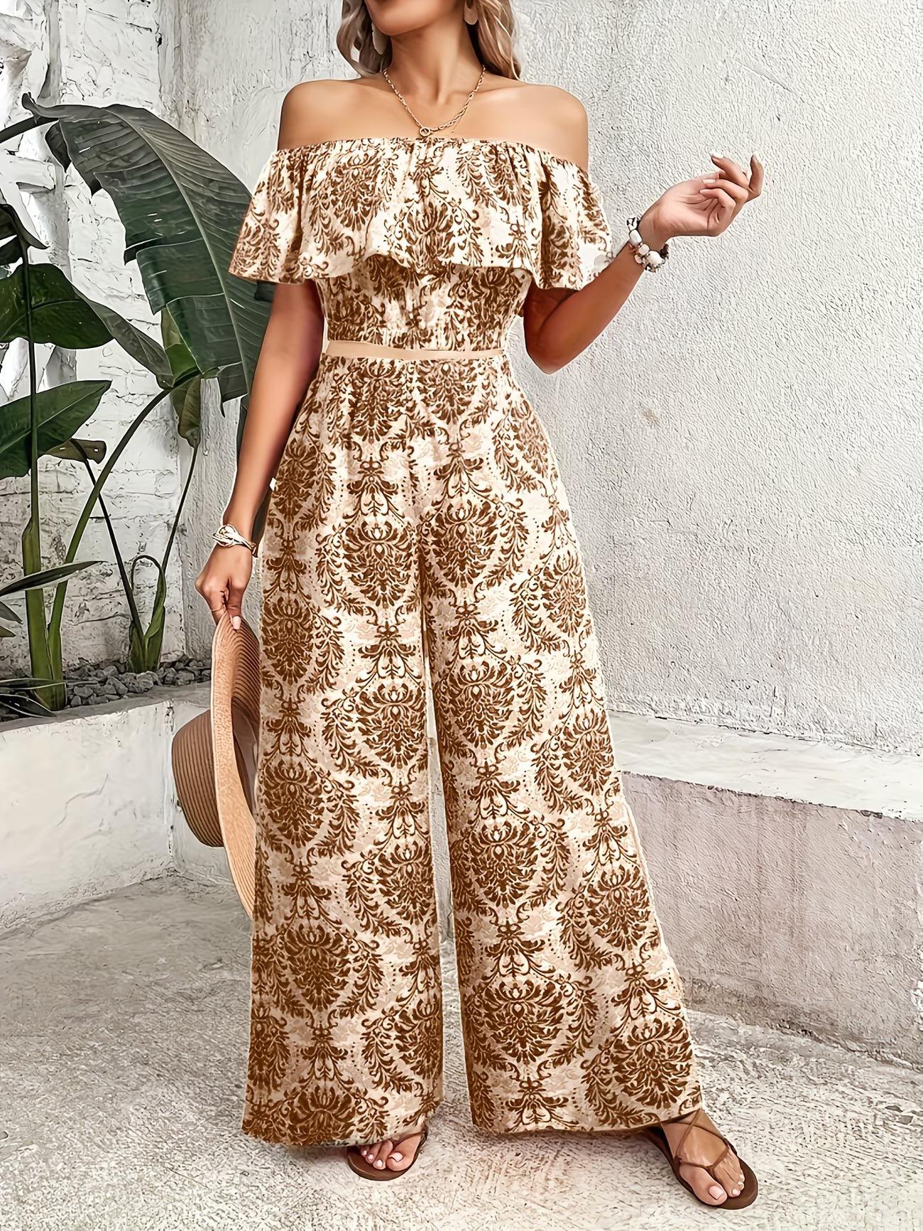 Women Off-Shoulder Floral Print Jumpsuit Wide Leg Pants High Waist Ruffle Sleeve Casual Loose Fit Romper XXL
Women Off-Shoulder Floral Print Jumpsuit Wide Leg Pants High Waist Ruffle Sleeve Casual Loose Fit Romper XXL