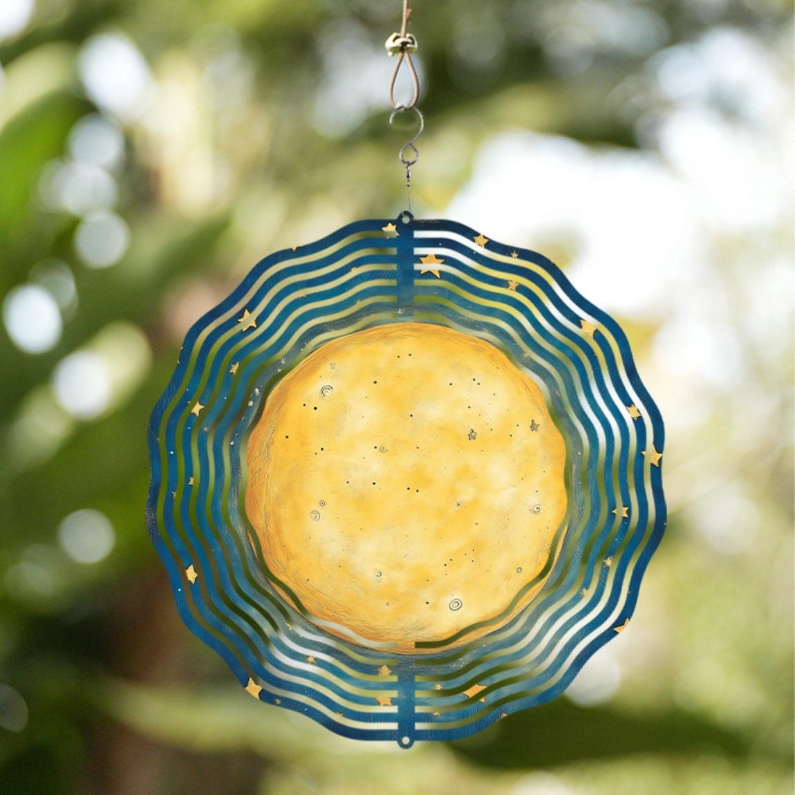 1PC Moon & Star Wind Spinner - 10 Laser-Cut Blue & Gold Metal Garden Decor, 360° Rotating Hook, All-Season Indoor/Outdoor Hanging Art 01A
1PC Moon & Star Wind Spinner - 10 Laser-Cut Blue & Gold Metal Garden Decor, 360° Rotating Hook, All-Season Indoor/Outdoor Hanging Art 01A
